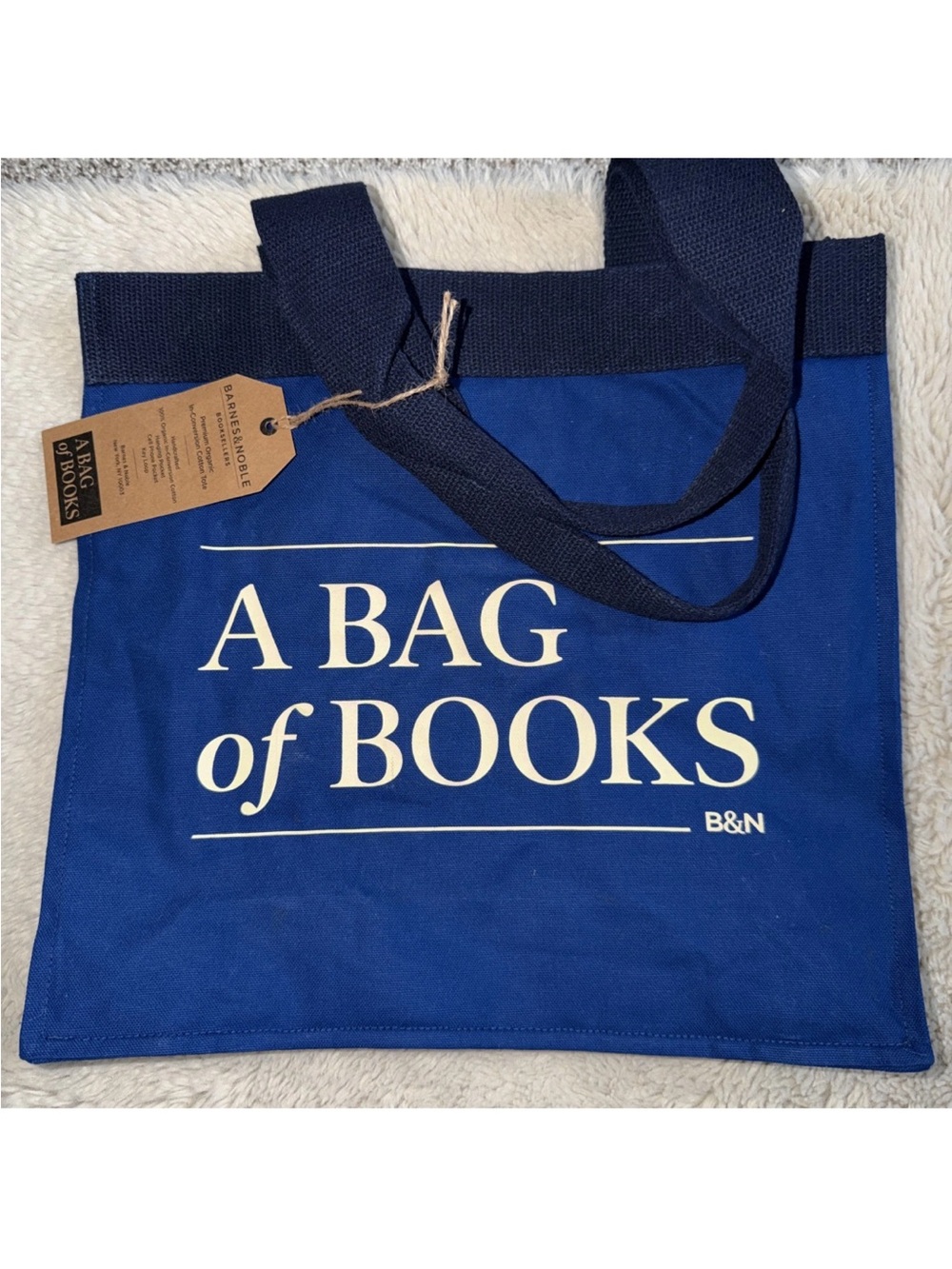 Barnes & Noble Blue and Navy Cotton Tote
